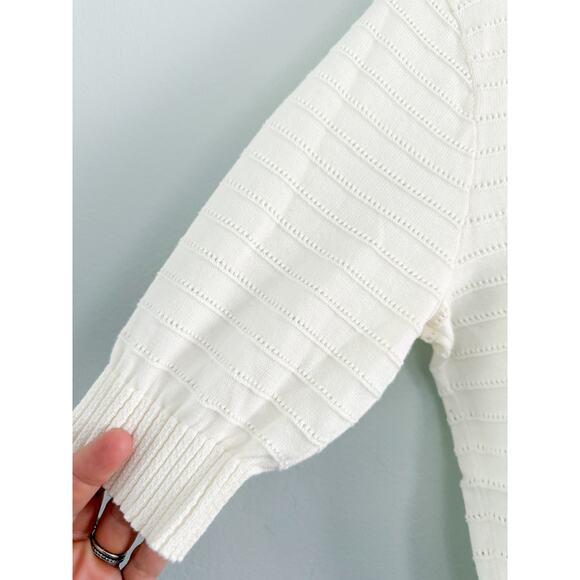 Madewell | NWT | Textural-Stitch Cotton Sweater in Lighthouse | Sz XS - Picture 4 of 8